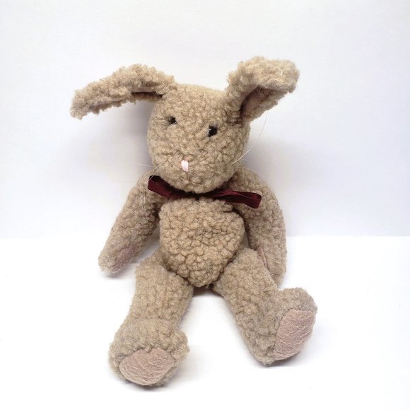 Vintage Boyds Bear Bunny Rabbit Bean Bag Plush Tan Easter Posable Ears 13" - Picture 1 of 10